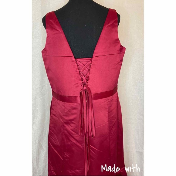 Lauren Burgundy Long Formal Gown Bridesmaid Dress - Picture 6 of 9